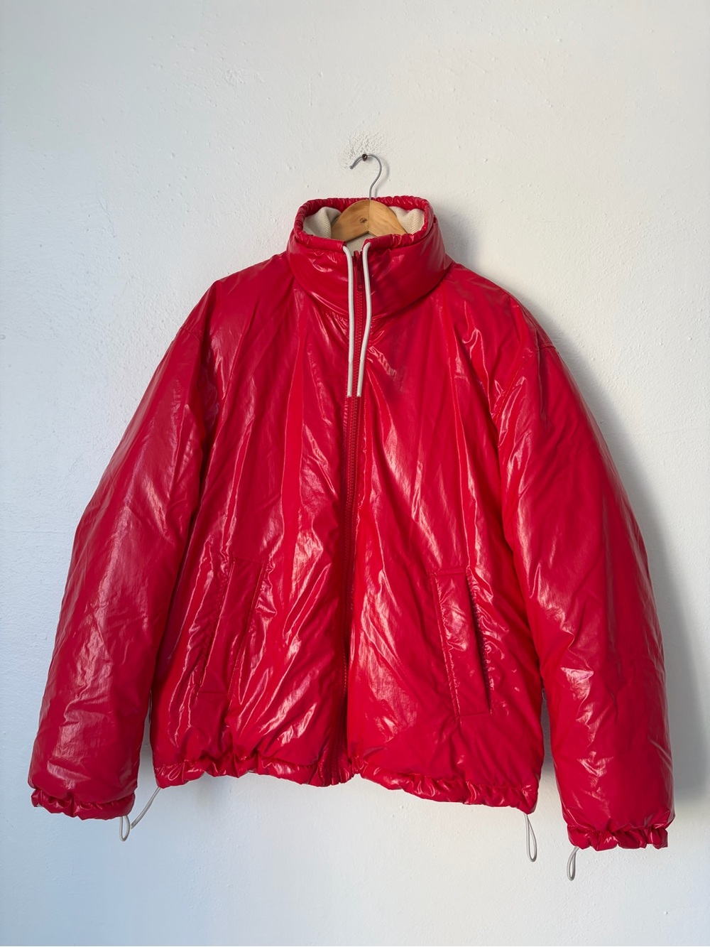 Diesel Red Cream Reversible Unisex Glossy Puffer Jacket